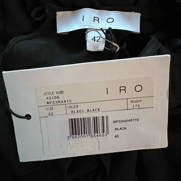 IRO Hanie cold-shoulder ruffled gauze mini dress Black FR 42 / US 10 MSRP $360 - Picture 11 of 12